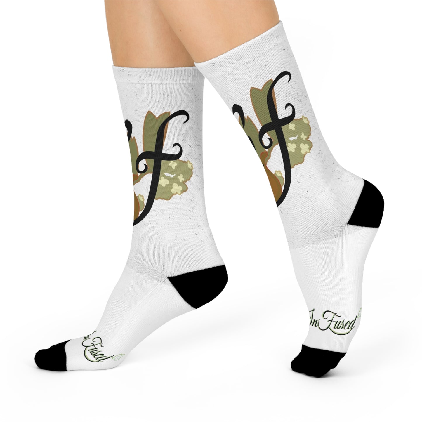 Sif's Stylish Cushioned Crew Socks with Unique Floral Design