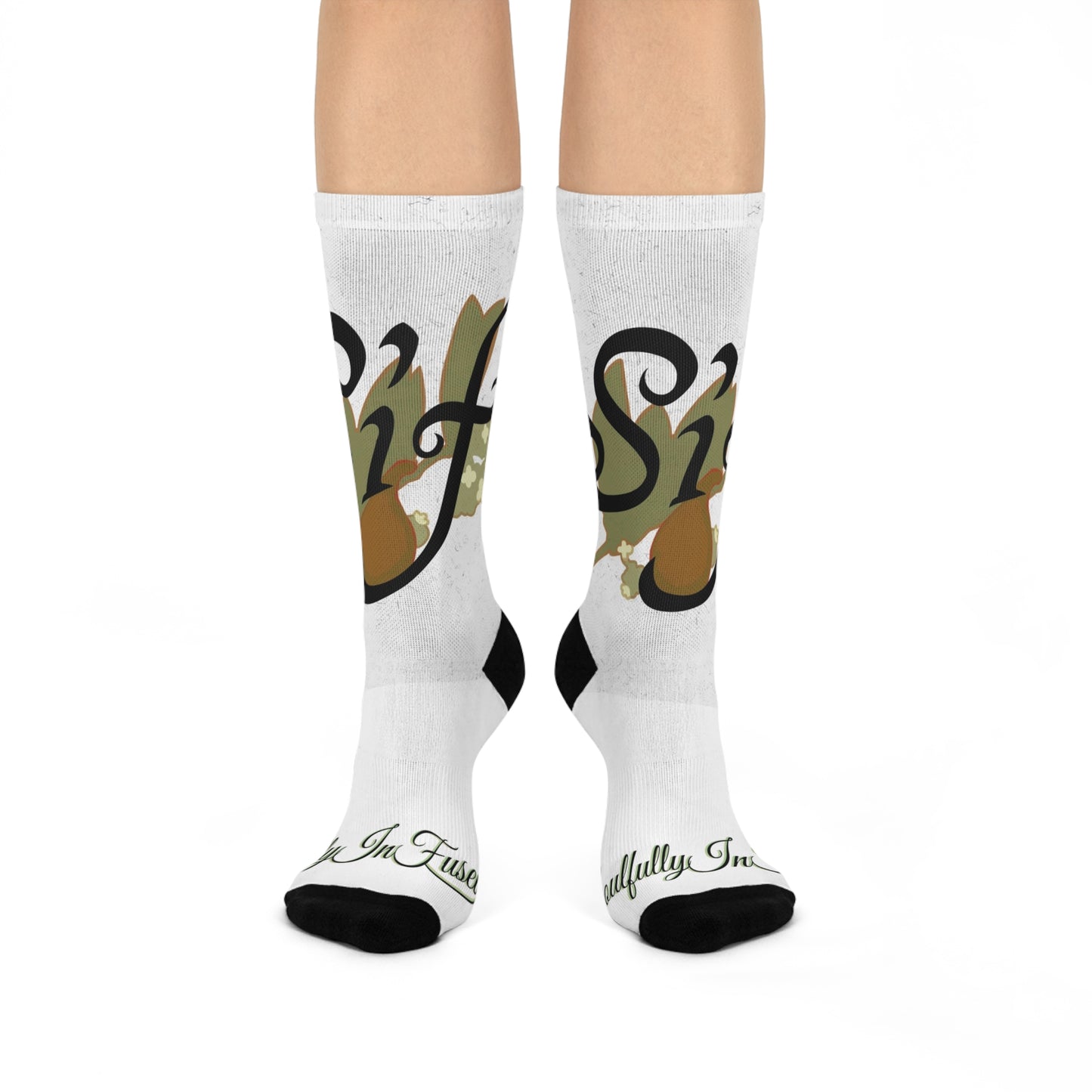 Sif's Stylish Cushioned Crew Socks with Unique Floral Design