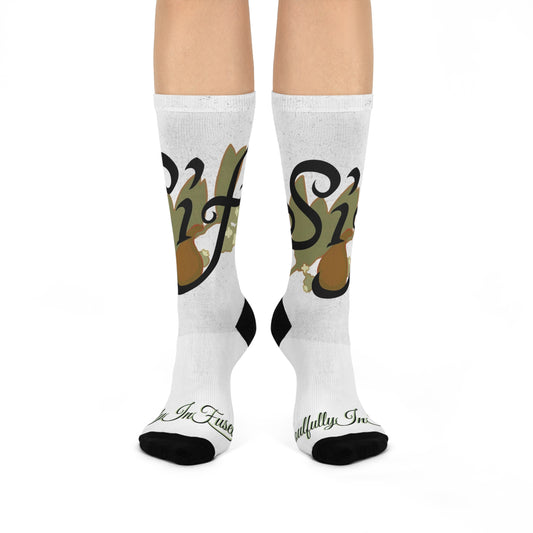 Stylish Cushioned Crew Socks with Unique Floral Design