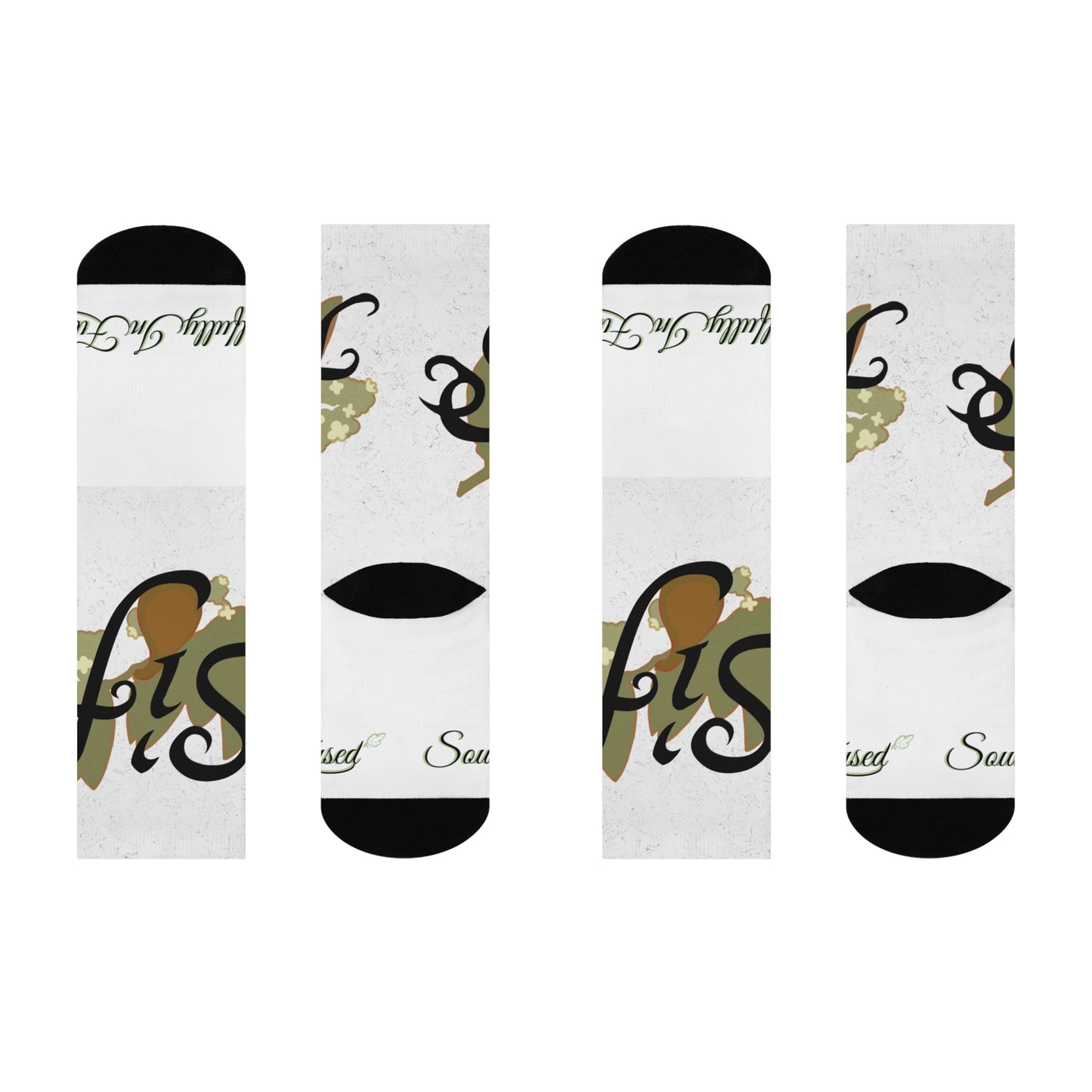 Sif's Stylish Cushioned Crew Socks with Unique Floral Design