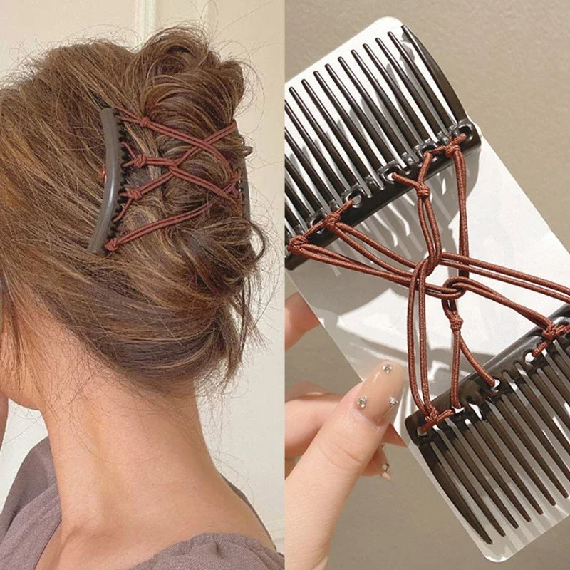Sif's Magic Hair Comb Elastic Rope Hair Clips Korean Styling Tools Black